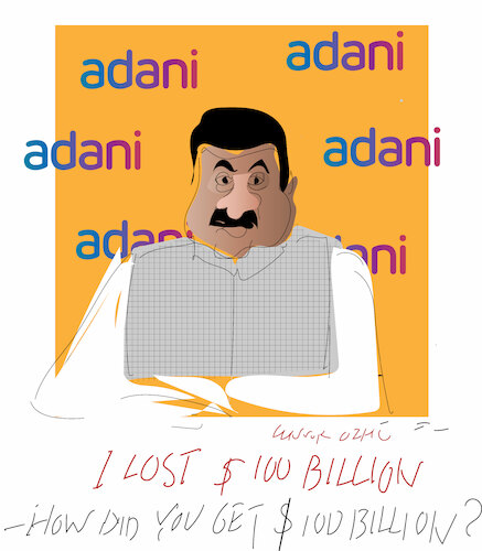 Cartoon: Gautam Adani (medium) by gungor tagged adani,group,adani,group