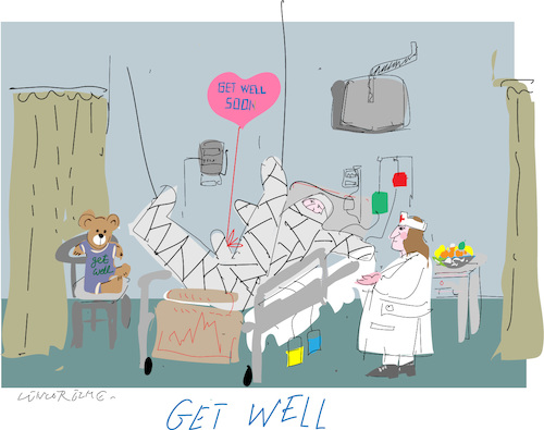 Cartoon: Get Well (medium) by gungor tagged health,health,emergency,hospital,doctors,nurses,geriatric section,geriatric,section