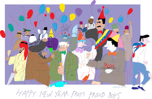 Cartoon: Happy New Year from Proud Boys (medium) by gungor tagged new,year,2021,new,year,2021