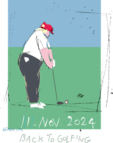 Cartoon: He is back to golfing (medium) by gungor tagged wunner,is,donald,trump,wunner,is,donald,trump