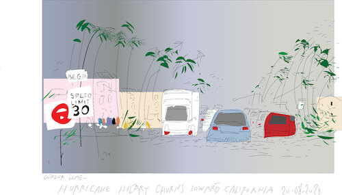 Cartoon: Hurricane Hilary  2023 (medium) by gungor tagged hurricane,hilary,hurricane,hilary