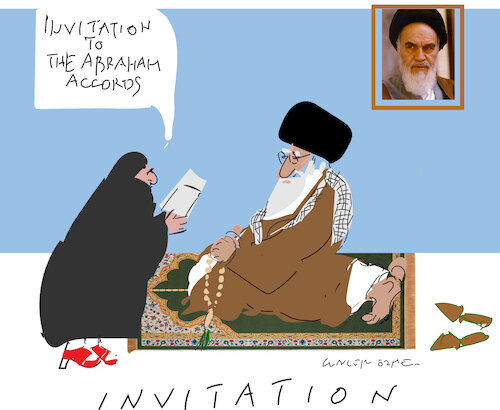 Cartoon: Invitation to accords (medium) by gungor tagged iran,and,abraham,accords,iran,and,abraham,accords
