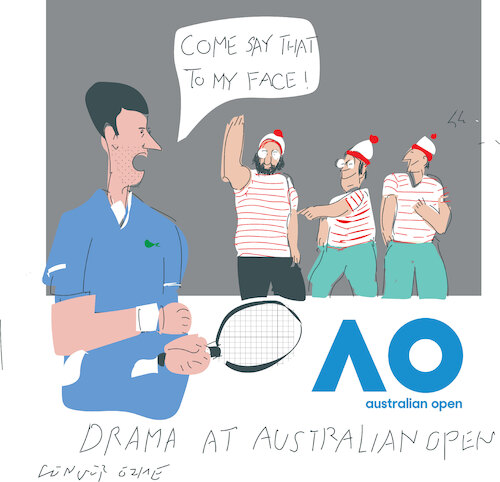 Cartoon: N. Djokovic and spectators (medium) by gungor tagged champion,tantrum,champion,tantrum