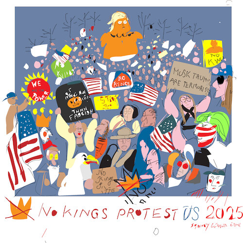 Cartoon: No Kings demo in US (medium) by gungor tagged no,kings,protests,us,2025,no,kings,protests,us,2025