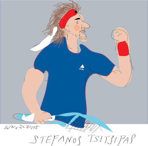 Cartoon: S Tsitsipas (medium) by gungor tagged tsitsipas,australian,open,2022,tsitsipas,australian,open,2022