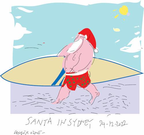 Cartoon: Santa in Sydney 2022 (medium) by gungor tagged santa,in,sydney,2022,santa,in,sydney,2022