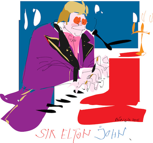 Cartoon: Sir Elton John 2021 (medium) by gungor tagged sir,elton,john,2021,sir,elton,john,2021
