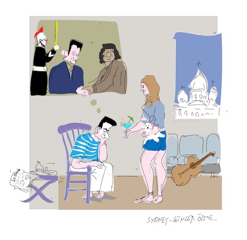 Cartoon: The Opportunist (medium) by gungor tagged france,france,frankreich,sarkozy,lybien,gaddafi,carla,bruni