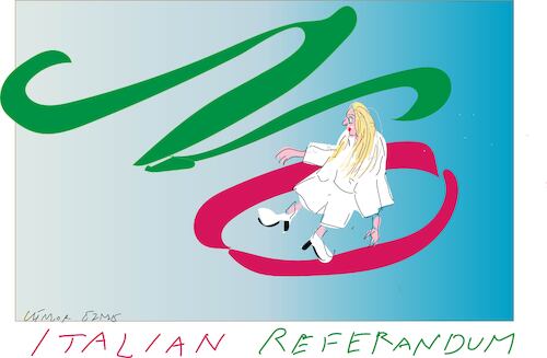Cartoon: VOTA No for referandum (medium) by gungor tagged italian,referandum,2026,italian,referandum,2026