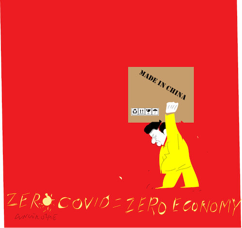 Cartoon: Zero covid policy (medium) by gungor tagged zero,covid,and,xi,jinping,zero,covid,and,xi,jinping