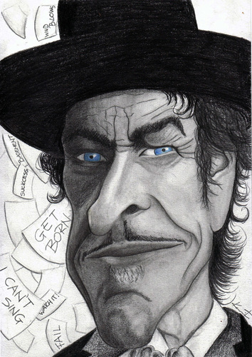 Cartoon: Bob Dylan (medium) by Tomek tagged music