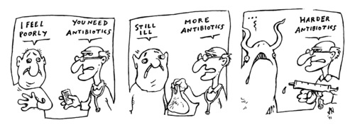 Cartoon: antibiotics (medium) by JP tagged virus,krankheit,krank,antibiotika