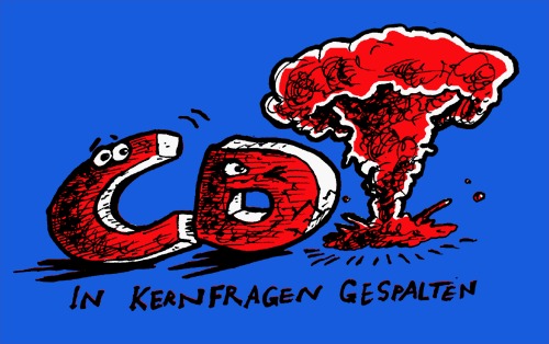 Cartoon: Kernkritik (medium) by JP tagged cdu,moratorium,ausstieg,kernenergie