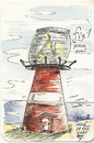 Cartoon: Leuchtfisch (small) by Lupe tagged leuchtturm,fisch,strand,insel,texel,lampe,leuchten,energie