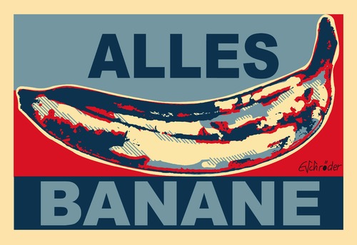 Cartoon: Alles Banane (medium) by ESchröder tagged banane,fairey,warhol,obst,sprichwort,hopevariante