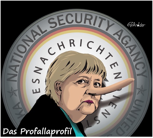 Cartoon: Das Profallaprofil (medium) by ESchröder tagged no,spy,geheimdienste,bundeskanzlerin,angela,merkel,kanzleramtschrf,ronald,profalla,lüge,unwahrheit,wahlkampf,nsa,bnd