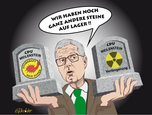 Cartoon: Meilensteine (medium) by ESchröder tagged röttgen,atom,ausstieg,laufzeitverlängerung,meilensteine,wendehals,politikwechsel,energiekonzeption,energiewende,cdu