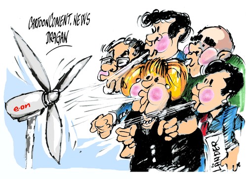 Cartoon: Angela Merkel-reunion productiva (medium) by Dragan tagged angela,merkel,berlin,alemania,energia,renovable,canciller,länder,cartoon