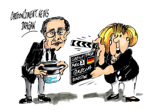 Cartoon: Antonis Samaras-Angela Merkel (medium) by Dragan tagged antonis,samaras,angela,merkel,alemania,grecia,rescate,politics,cartoon