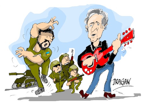 Cartoon: Antony Blinken-tocando (medium) by Dragan tagged antony,blinken,zelenski,ukrania
