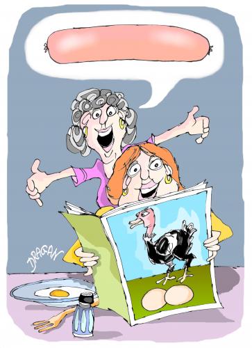 Cartoon: avestruz (medium) by Dragan tagged avestruz,huevo,salchicha