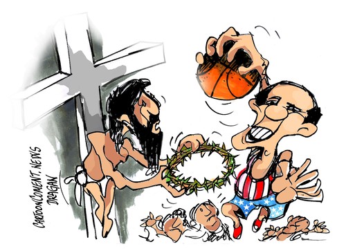 Cartoon: Barak Obama- pascua (medium) by Dragan tagged barak,obama,celebracion,de,pascua,eeuu,sad,casa,blanca,cartoon