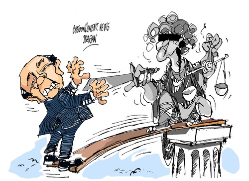 Cartoon: Berlusconi frente judicial (medium) by Dragan tagged silvio,berlusconi,italia,justicia,corupcion,politics,cartoon