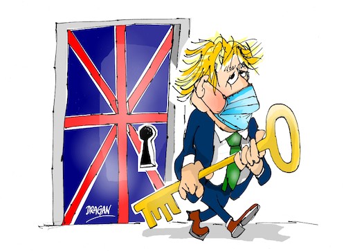 Cartoon: Boris Johnson-confinamiento (medium) by Dragan tagged boris,johnson,confinamiento,inglatera