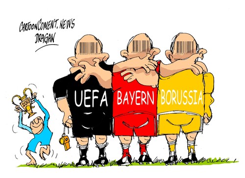 Cartoon: Champions-UEFA-Bayern-Borussia (medium) by Dragan tagged champions,uefa,bayern,borussia,football,fussball,dominio,economico,cartoon