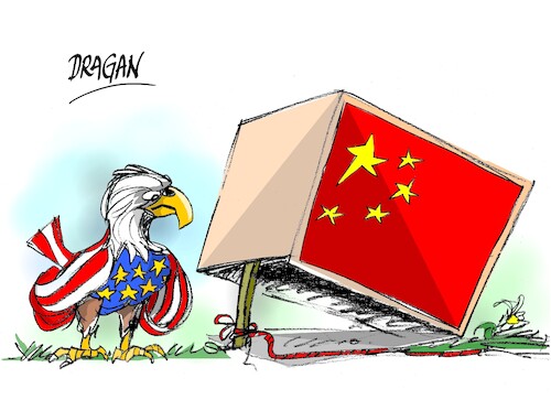 Cartoon: China-EEUU (medium) by Dragan tagged china,eeuu