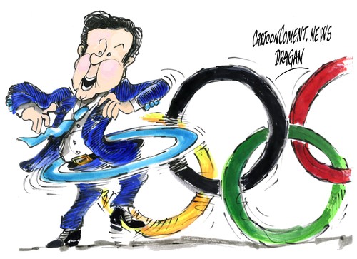 Cartoon: David Cameron-Londres 2012 (medium) by Dragan tagged juegos,olimpicos,londes,2012,david,cameron,inglatera,cartoon