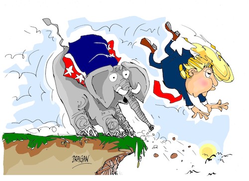 Cartoon: Donald Trump-Republicanos (medium) by Dragan tagged donald,trump,eeuu,republicanos