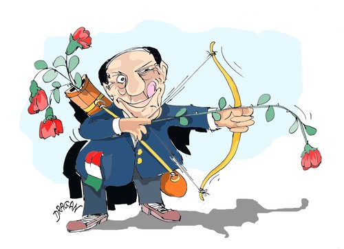 Cartoon: El San Valentin de Berlusconi (medium) by Dragan tagged silvio,berlusconi,san,valentin,amor,cartoon