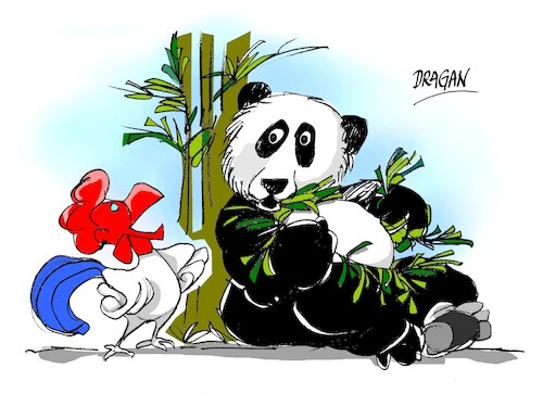 Cartoon: Emmanuel Macron en China (medium) by Dragan tagged emmanuel,macron,china,peking,union,europea,ue