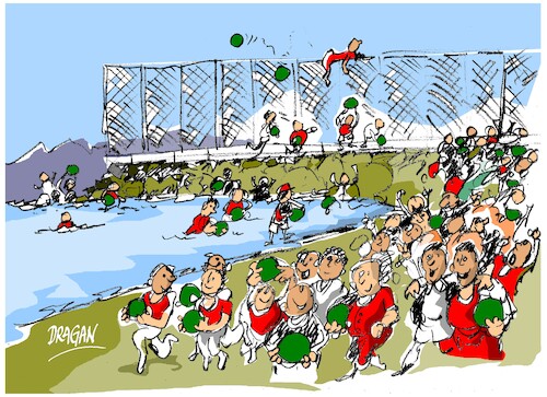 Cartoon: Espana-Marruecos-marcha verde (medium) by Dragan tagged quatar,marruecos,spain,mundial,fudbol