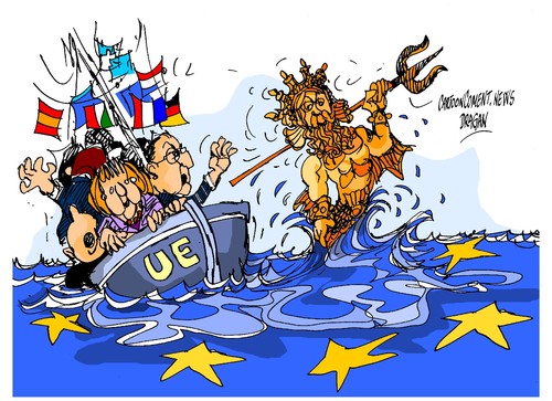 Cartoon: Eurogrupo- Grecia-Poseidon (medium) by Dragan tagged eurogrupo,grecia,poseidon,politics,cartoon
