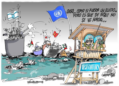 Cartoon: Flotilla de la Libertad -ONU (medium) by Dragan tagged consejo,de,seguridad,la,onu,israel,palestina,gaza,flotilla,libertad