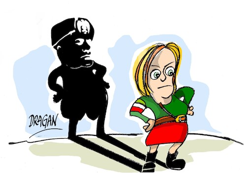 Cartoon: Giorgia Meloni-la sombra (medium) by Dragan tagged sergio,matarella,italia,giorgia,meloni