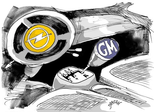 Cartoon: GM-marcha atras (medium) by Dragan tagged general,motors,opel,magna,politics