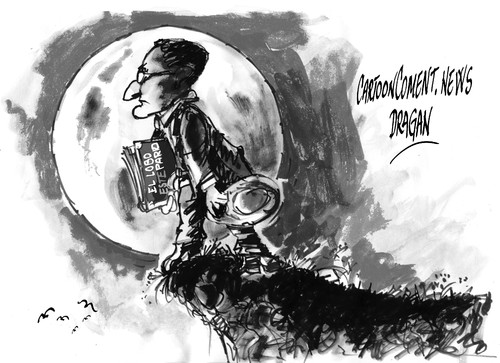 Cartoon: Hermann Hesse-lobo (medium) by Dragan tagged hermann,hesse,el,lobo,estepario,siddhartha,cartoon