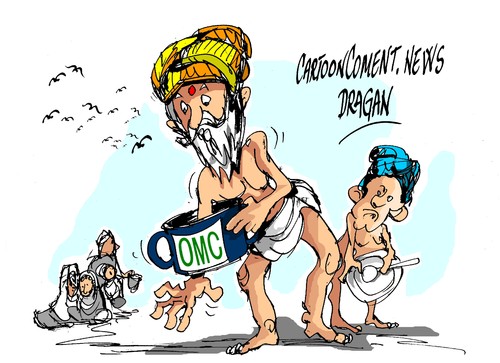 Cartoon: India-OMC (medium) by Dragan tagged india,omc,bali,alimentacion,comercio,desarrollo,politics,cartoon