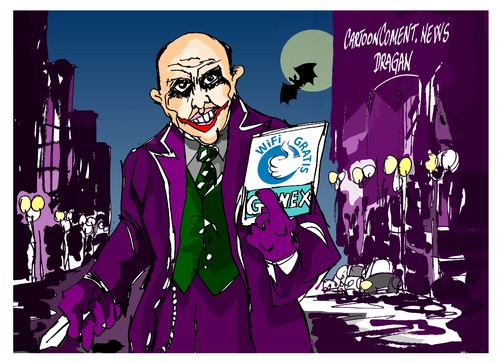 Cartoon: Jenaro Garcia-Gowex-Gotham (medium) by Dragan tagged jenaro,garcia,gowex,gotham,wifi,negocio,cartoon