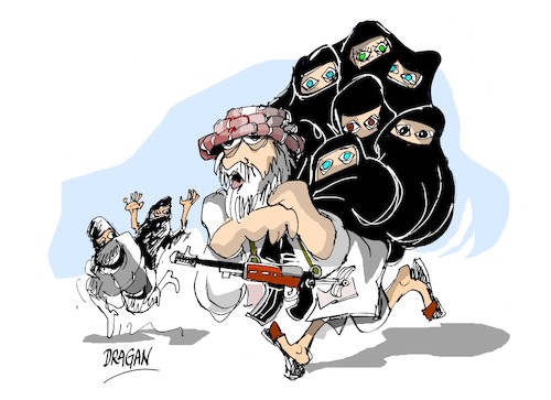 Cartoon: Los talibanes y las mujeres (medium) by Dragan tagged los,talibanes,las,mujeres