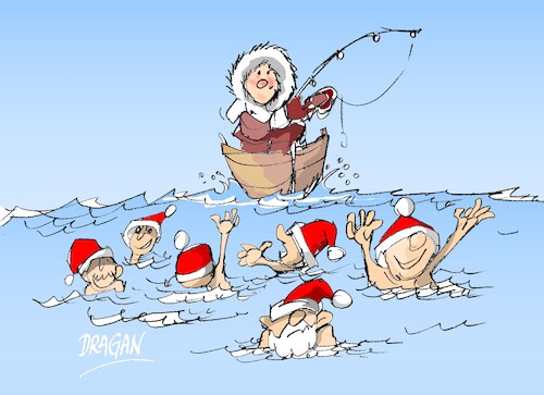 Cartoon: na pulskom Mornaru (medium) by Dragan tagged pula,mornar,kupanje,nopva,godina