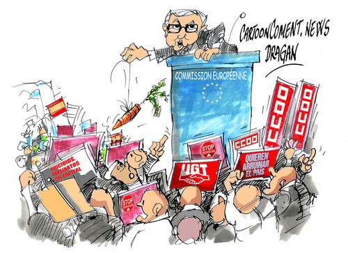 Cartoon: Olli Rehn-Espaldarazo (medium) by Dragan tagged olli,rehn,comision,europea,comisario,de,asuntos,economicos,financieros,politics,cartoon