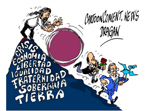 Cartoon: Pablo-Rubalcaba-Rajoy-Podemos (medium) by Dragan tagged pablo,rubalcaba,rajoy,podemos,25,mayo,elecciones,europeas
