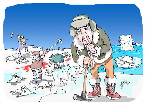 Cartoon: Pssssss.....! (medium) by Dragan tagged cazador,de,focas,canada