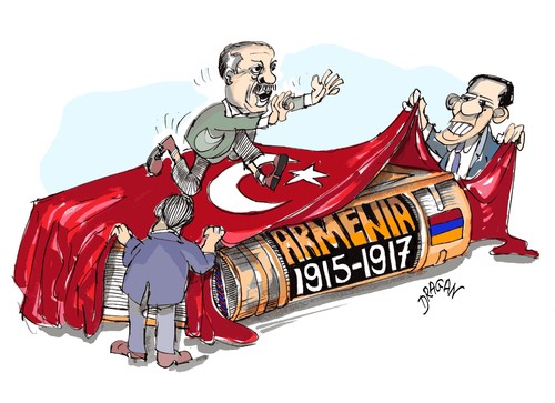 Cartoon: Recep Tayyip Erdogan (medium) by Dragan tagged recep,tayyip,erdogan,turquia,genocidio,armenio,ee,uu,suecia,barack,obama,yerevan,politics,cartoon