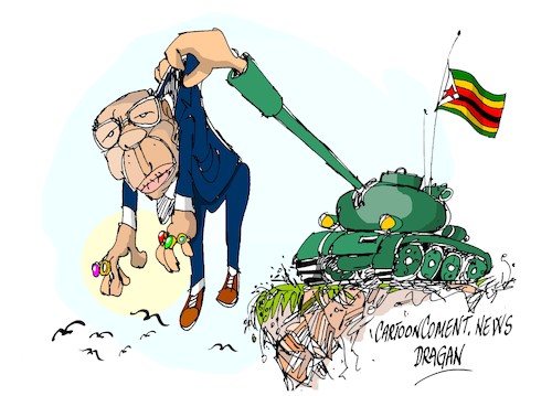 Cartoon: Robert Mugabe-renuncia (medium) by Dragan tagged robert,mugabe,renuncia,zimbabve