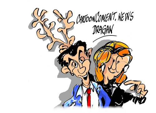 Cartoon: Sarkozy-Cecilia-papel (medium) by Dragan tagged nicolas,sarkozy,cecilia,attias,francia,qatar,deporte,cartoon